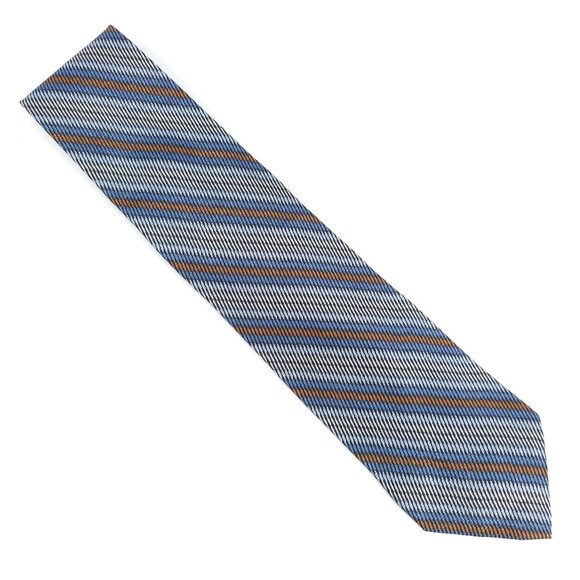 Zanzara Men Necktie 100% Silk Striped Color Gray Blue Tan Size 58x3.5 - NWOT - Picture 1 of 5